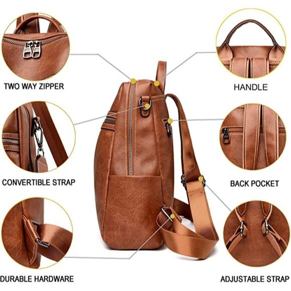 𝅺🆕 Luxury Backpack Purse for Women Cute Shoulder Durable Buckle Bag NWT - Picture 4 of 7